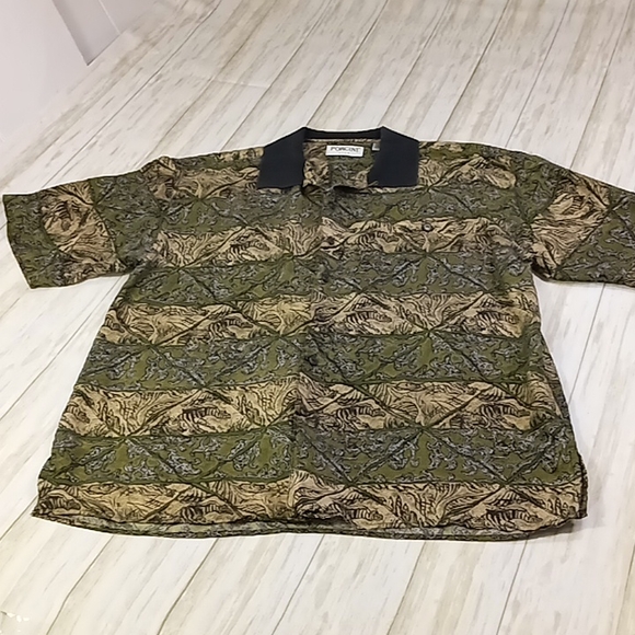 Porcini Silk Button Up Shirt Men's Size Medium - Picture 5 of 14